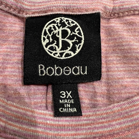 Bobeau Blush Pink Blended Stripe Print Stretchy Rayon Top - Picture 2 of 14